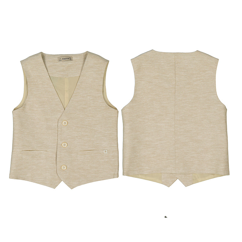 Boy's Sand Linen Button Vest