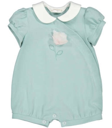 Seafoam Round Collar Flower Romper