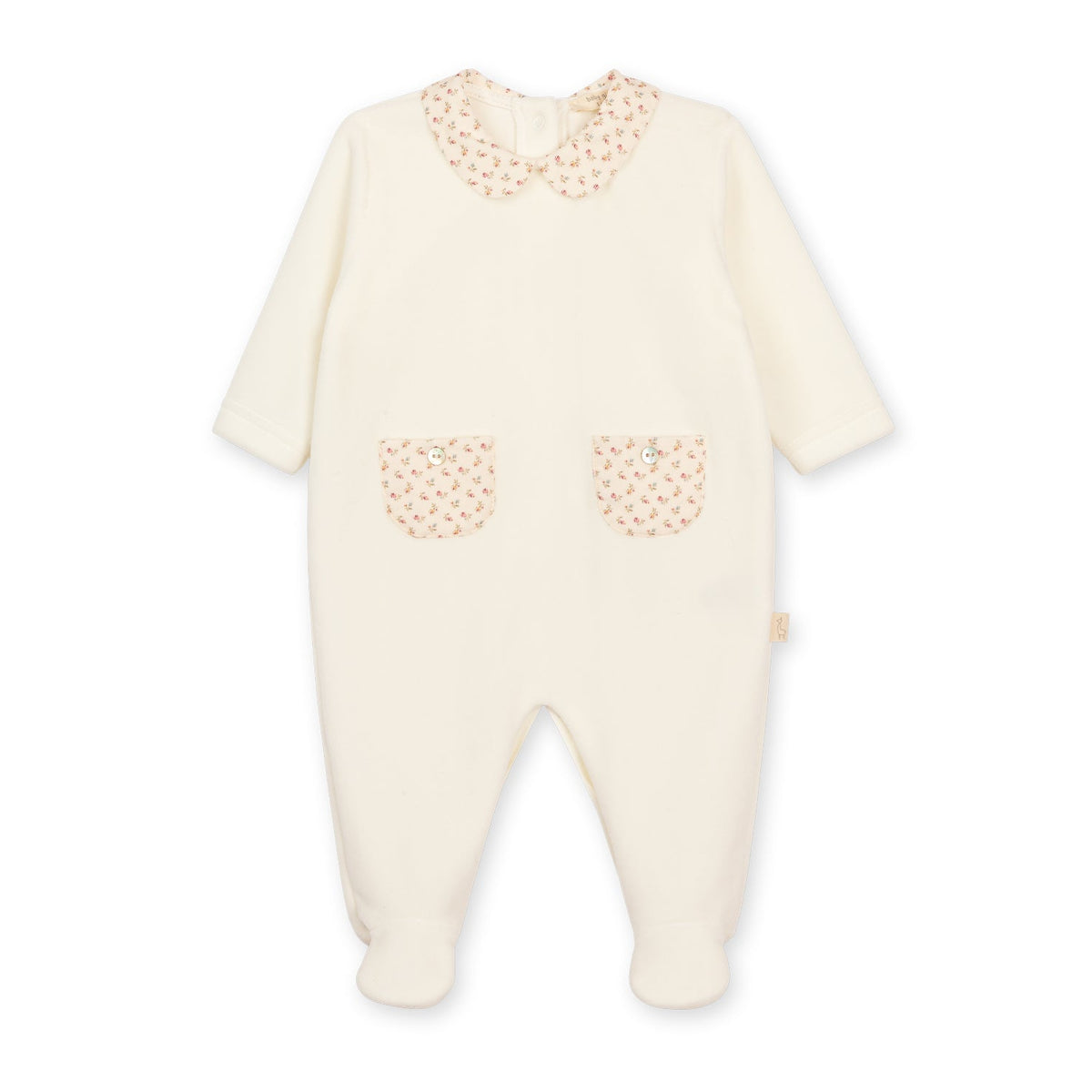 Ivory Heather Velour Footie