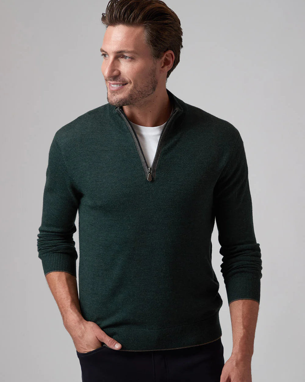Men's Forest Merino Half Zip Sweater