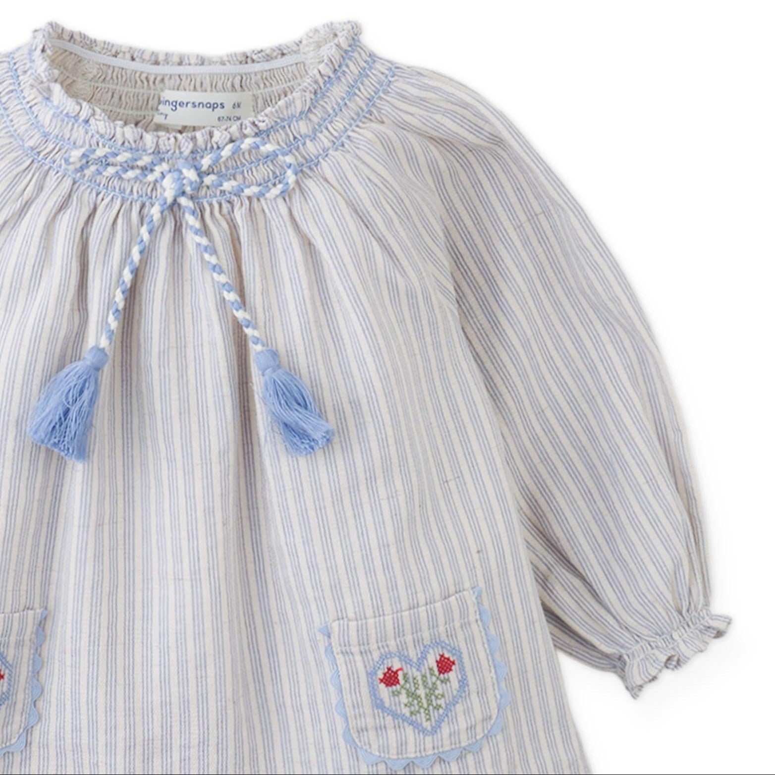 Ivory Blue Ticking Infant Blouse