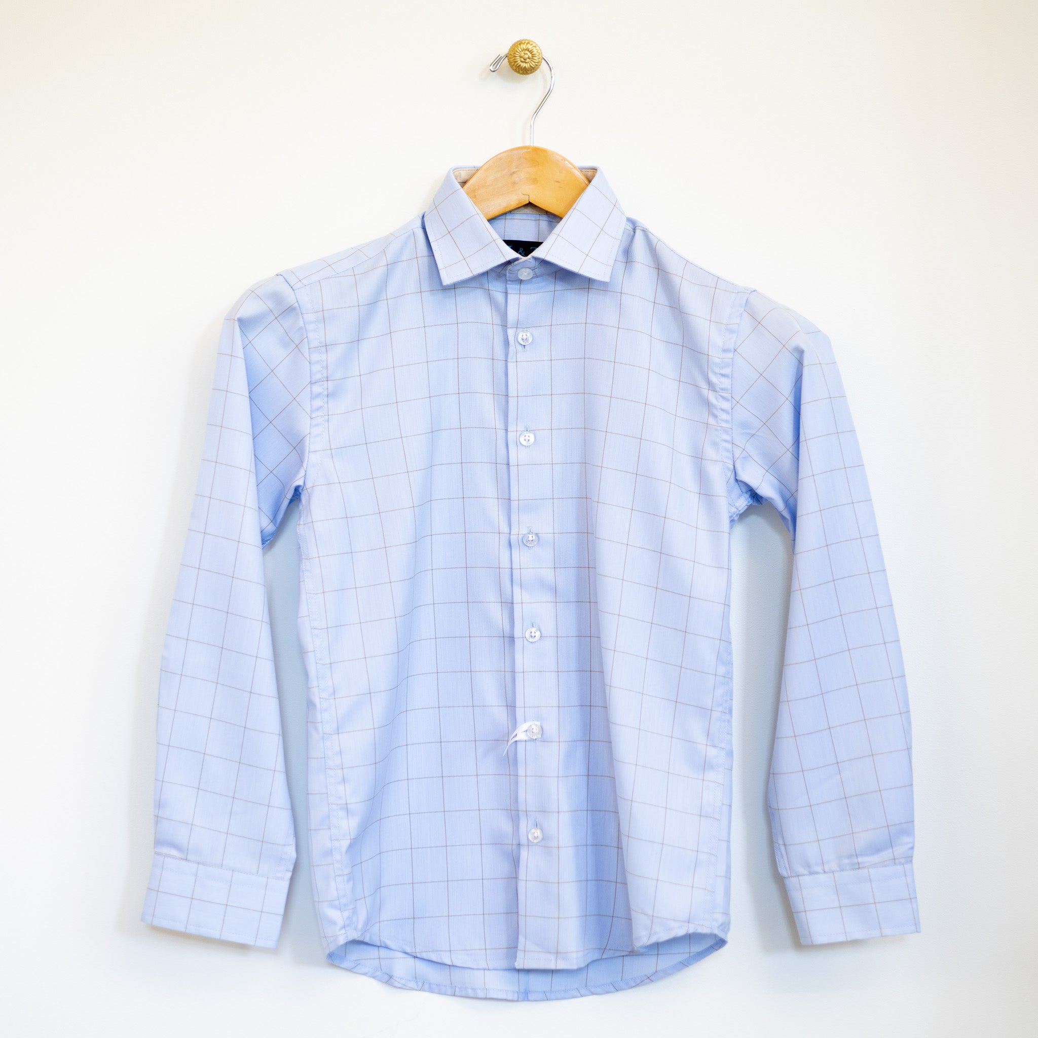Blue Shirt with Tan Windowpane