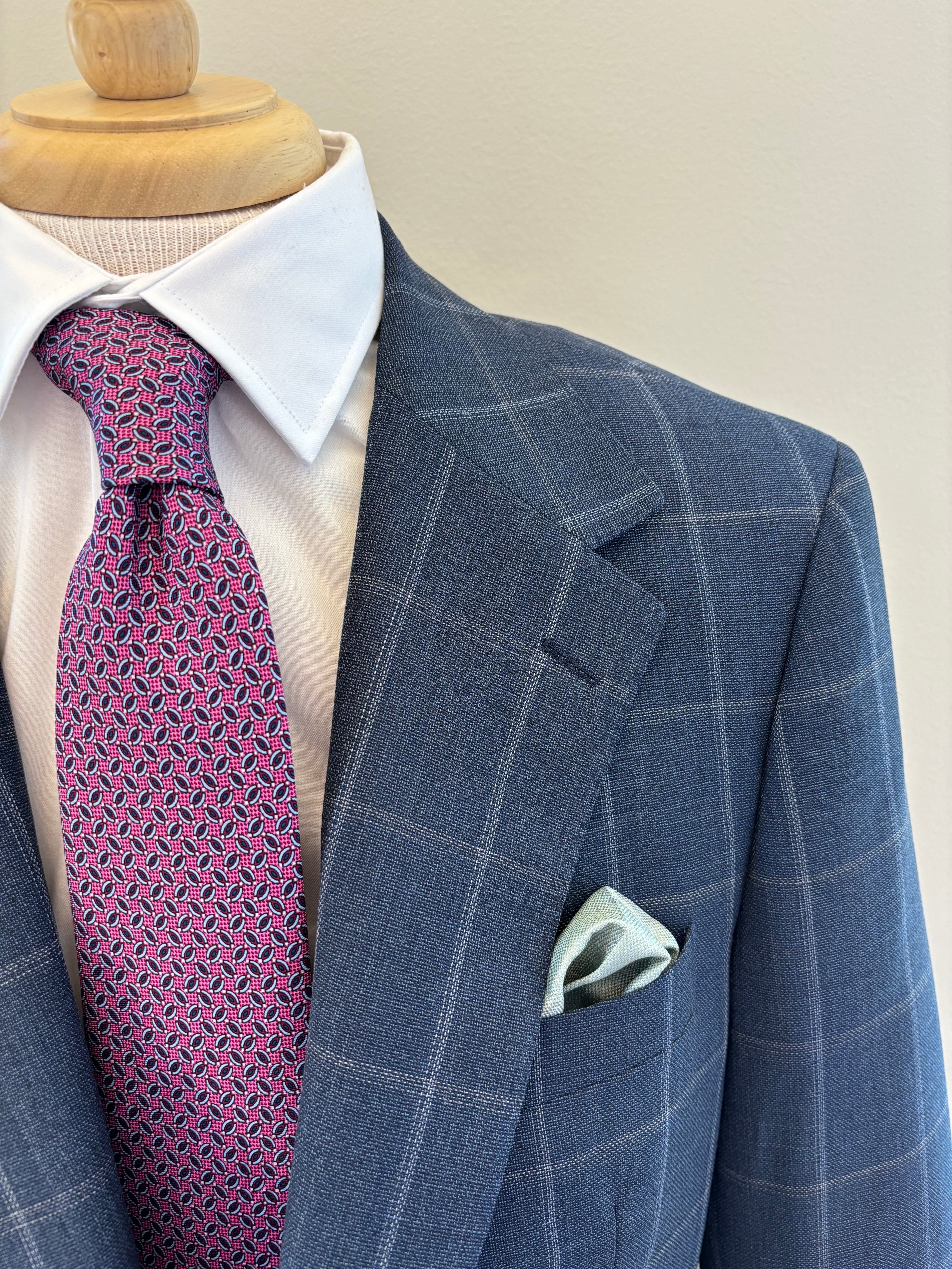 Men's Slate Blue Windowpane Suit (Venezia) MA