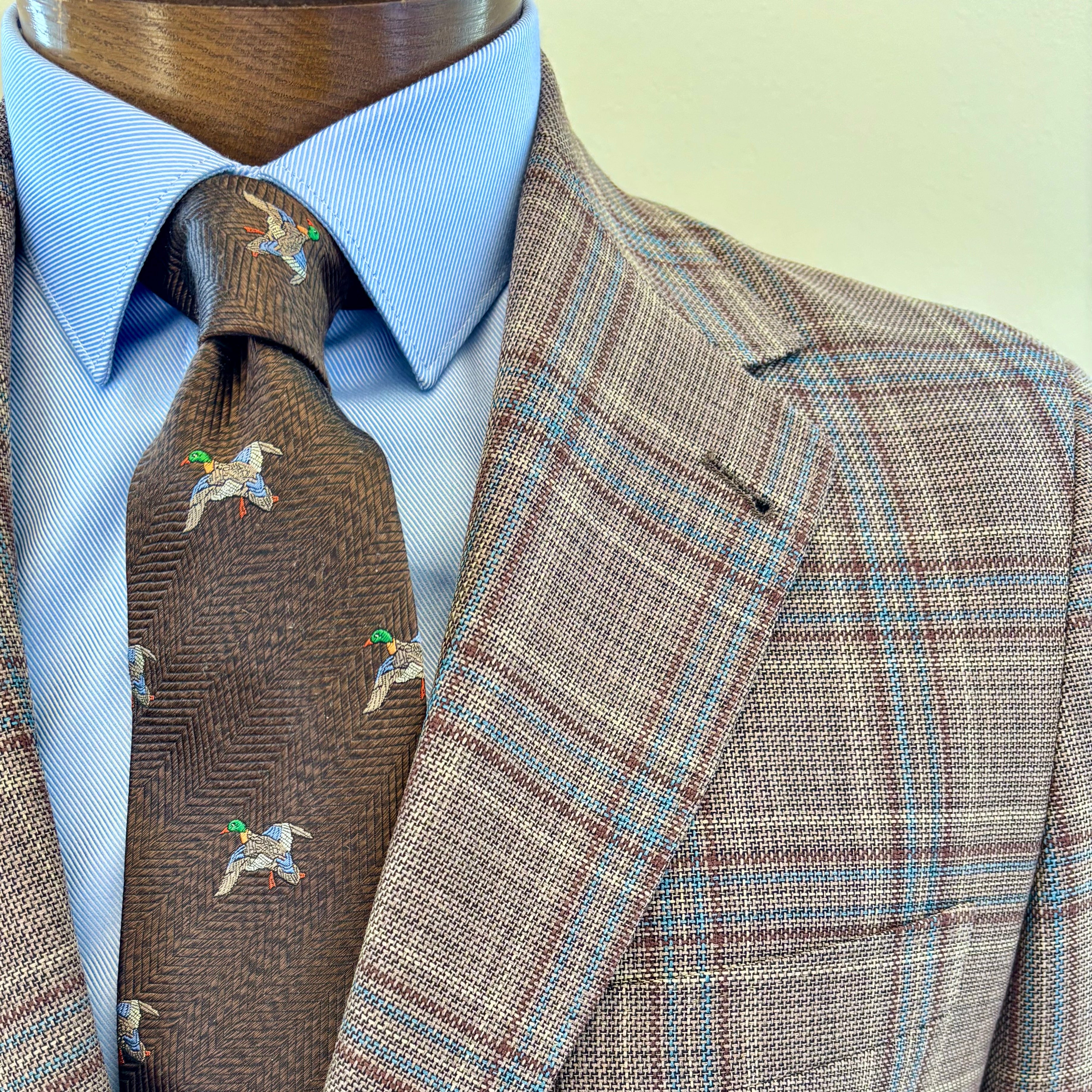 Men's Brown and Teal Plaid Sport Coat MA