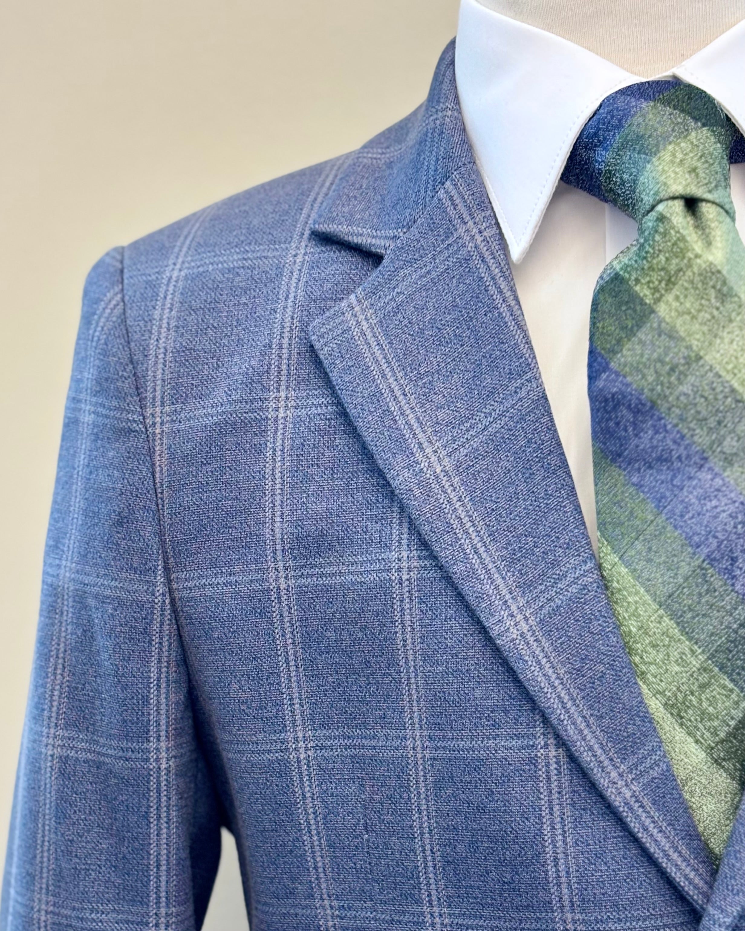 Boy's LZ Grey Blue Windowpane Suit