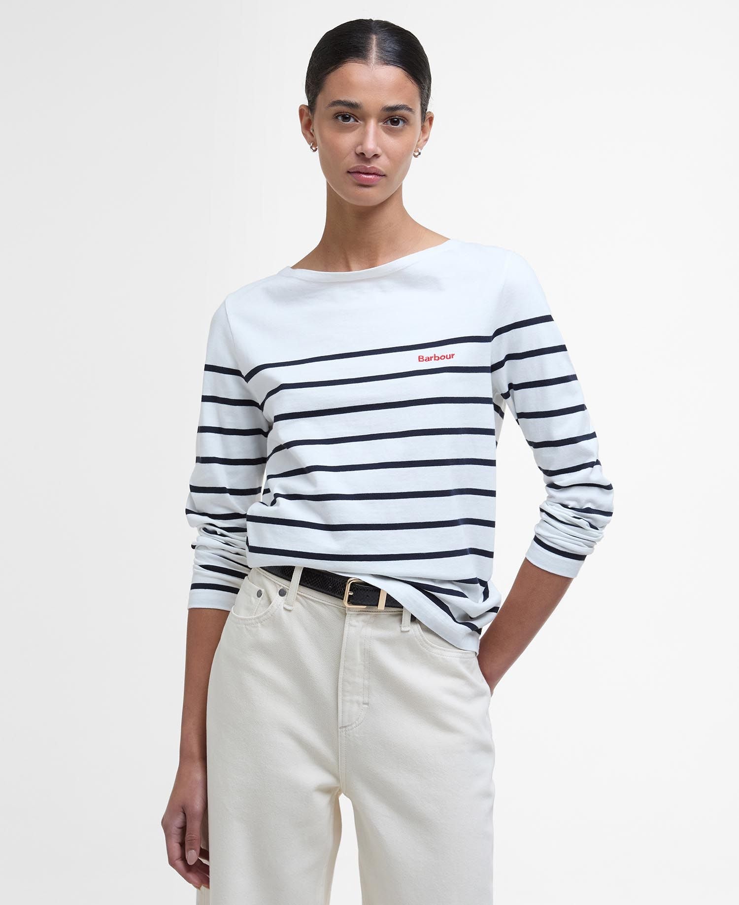 Barbour Bradley White Navy stripe Tee