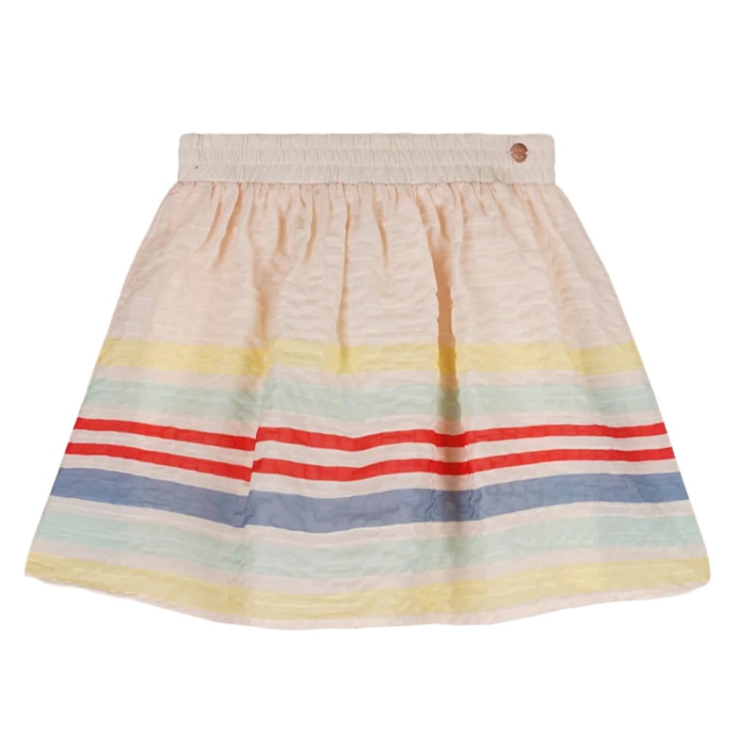 Girl's Cream Multi Stripe Seersucker Skirt