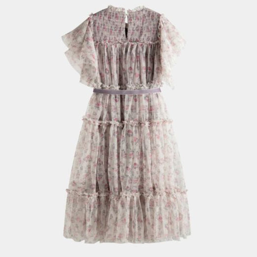 Girl's Carolina Rose Print Tulle Dress