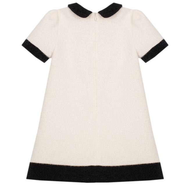 Ivory Boucle Dress Black Trim