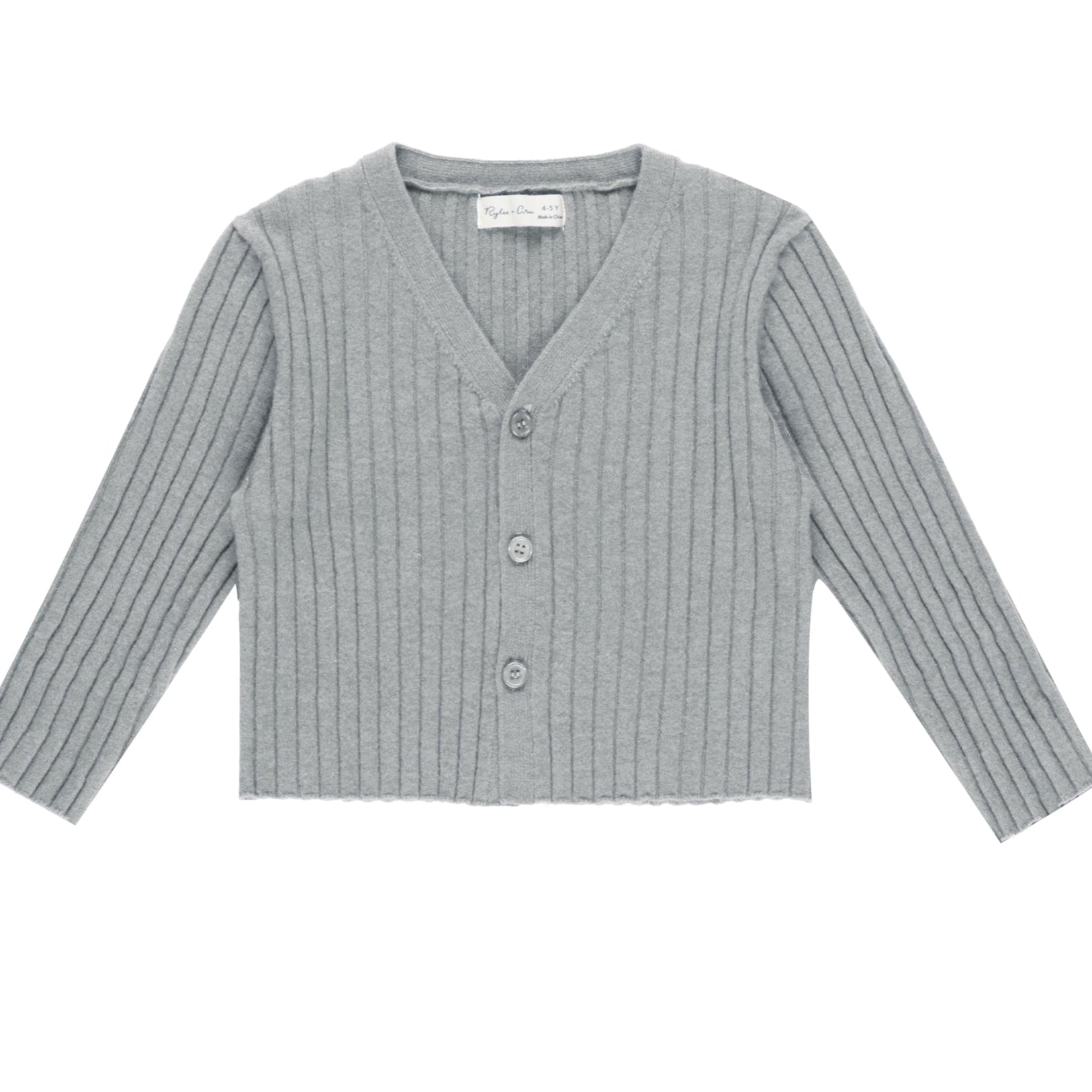 Girl's Rylee & Cru Dusty Blue Rib Cardigan