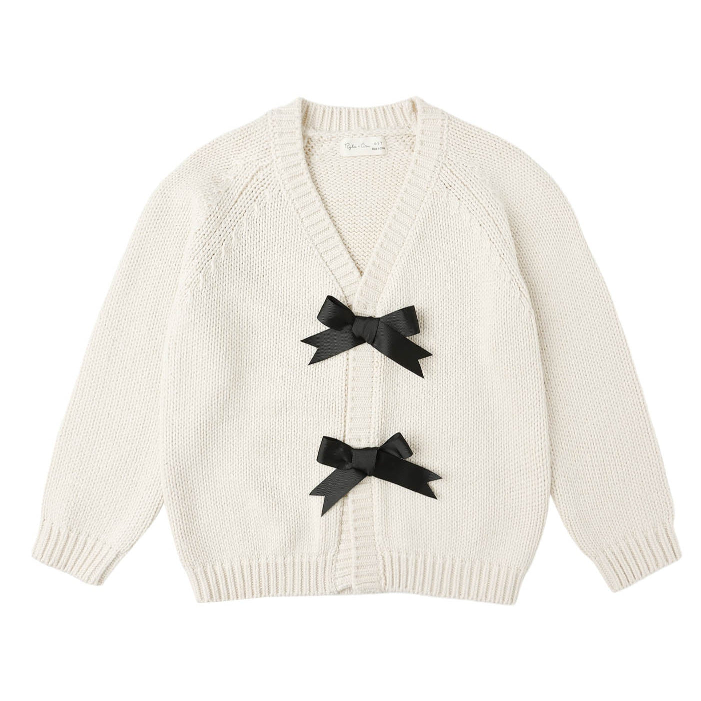 Girl's Rylee Cru Ivory Bow Cardigan