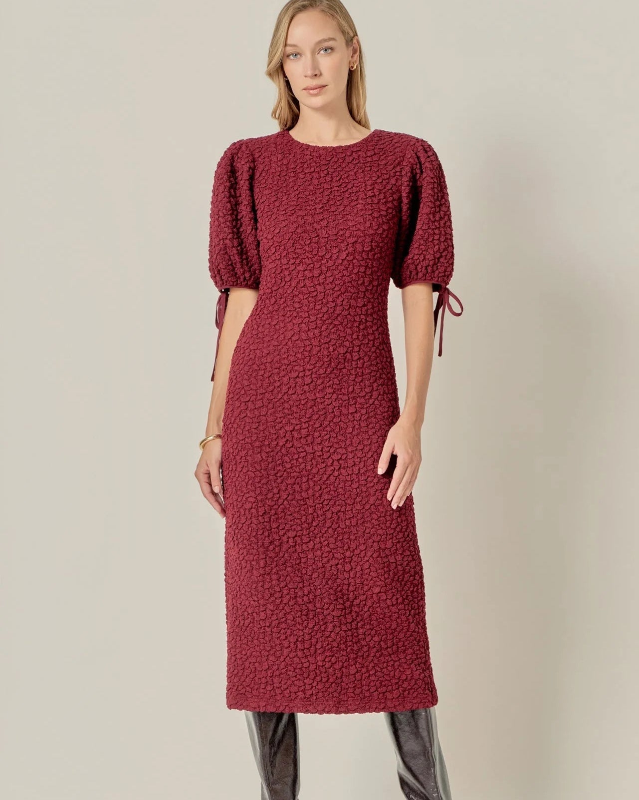 Bordeaux Textured Knit Dress