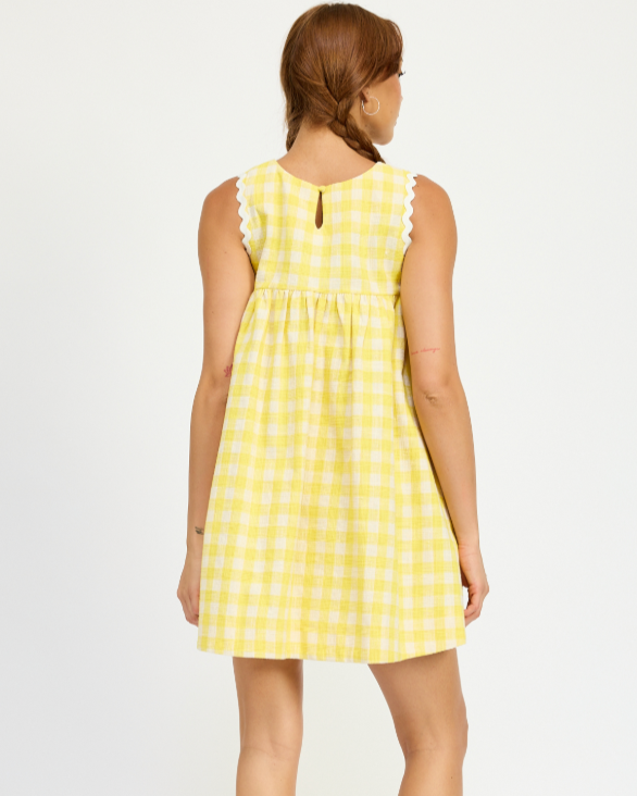 Sammy Yellow Check Mini Dress