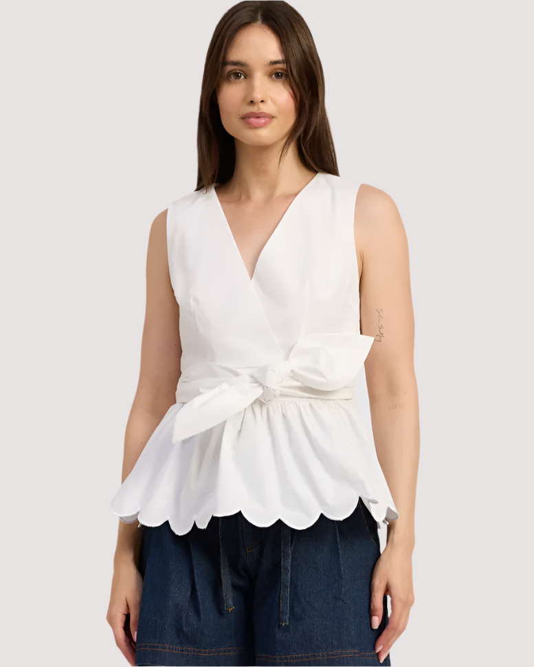 Winny White Scallop Peplum Blouse