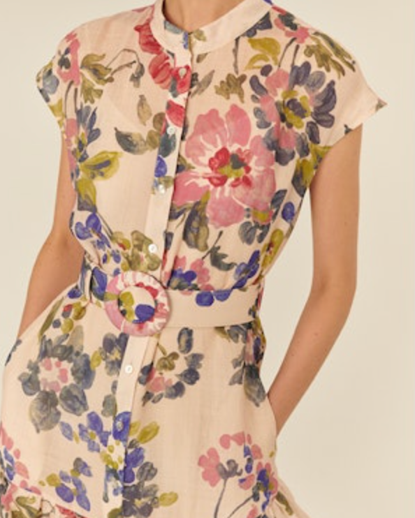 Exquise Evelyn Beige Multi Floral Dress