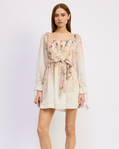Charlotte Cream Floral Border Dress