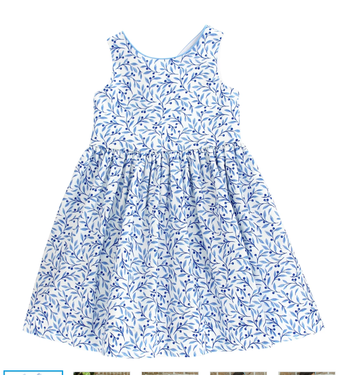 Blue Vine Leaf Print Dress