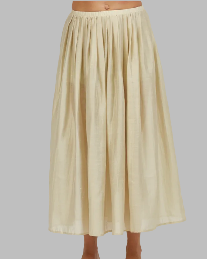 Elara Taupe Voile Pleated Skirt