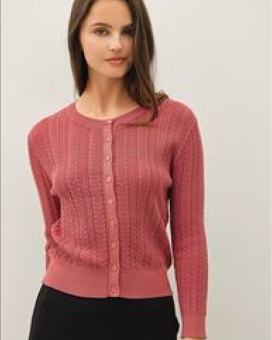 Rust Pointelle Cardigan