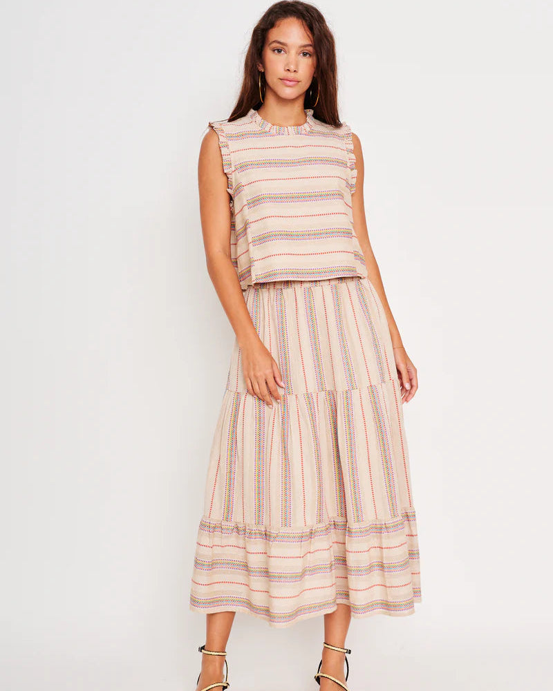 Khaki Rainbow Top and Skirt Set