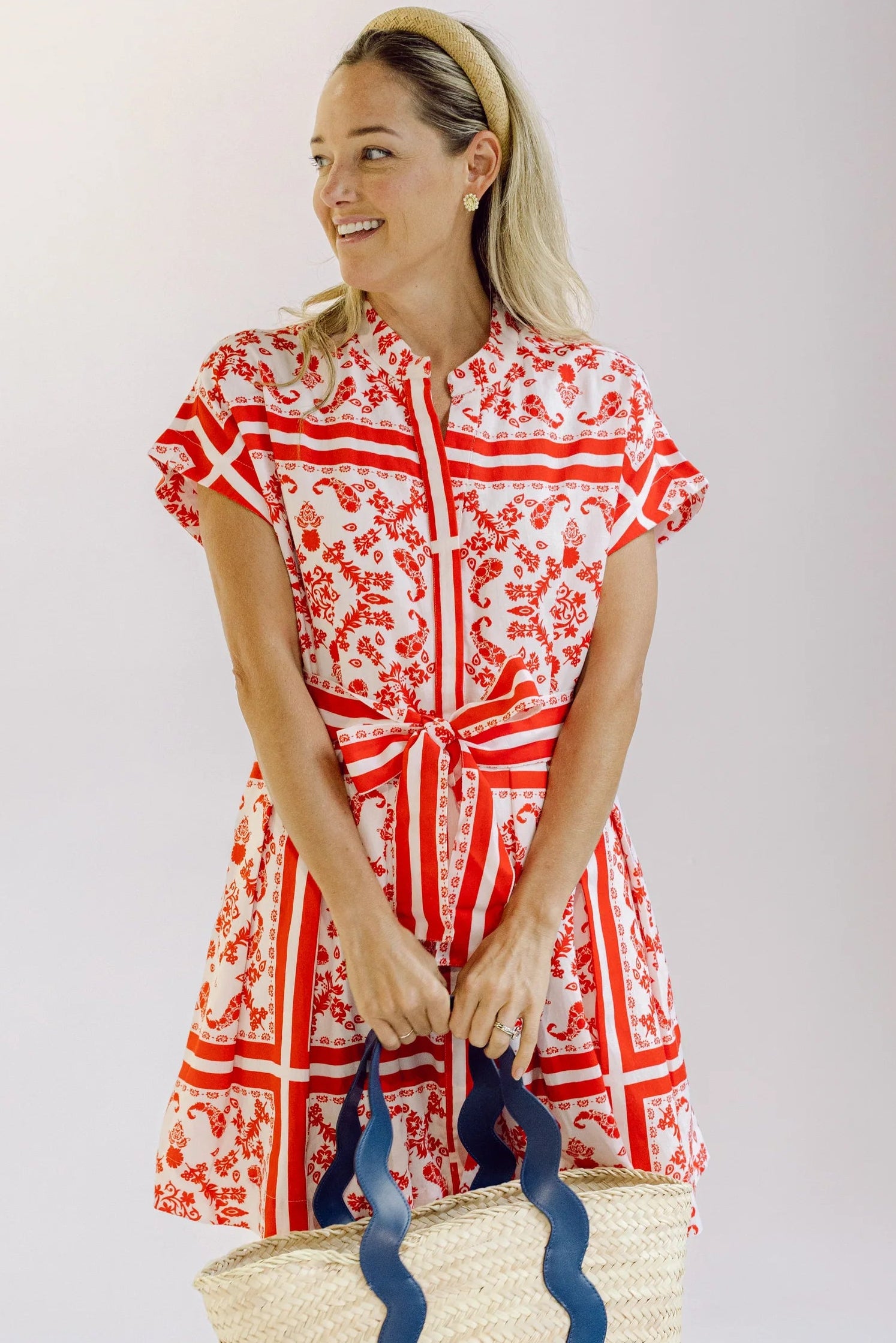 Winnie Red Paisley MIni Shirt Dress