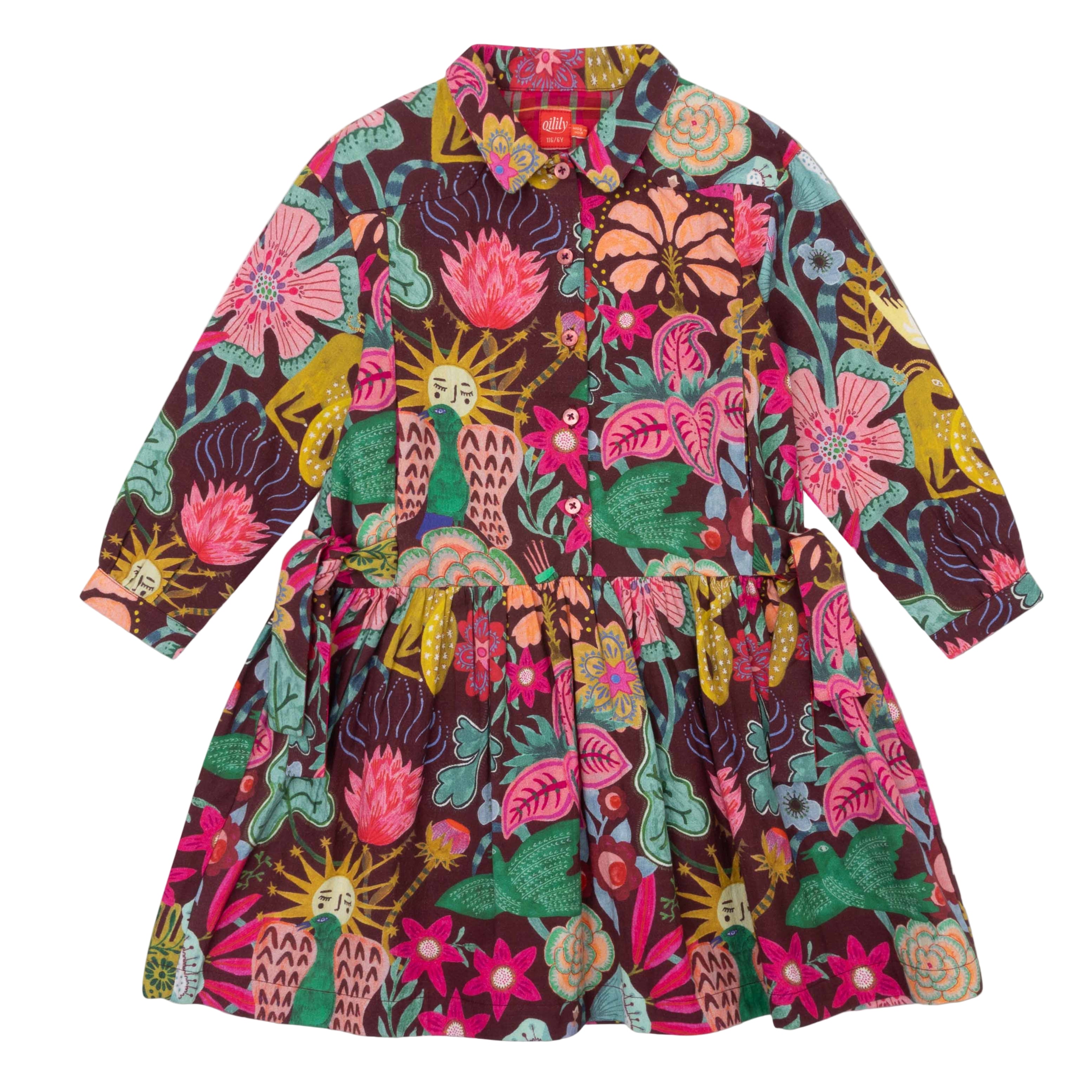 Girl's Oilily Cabernet Brown Multi Dress