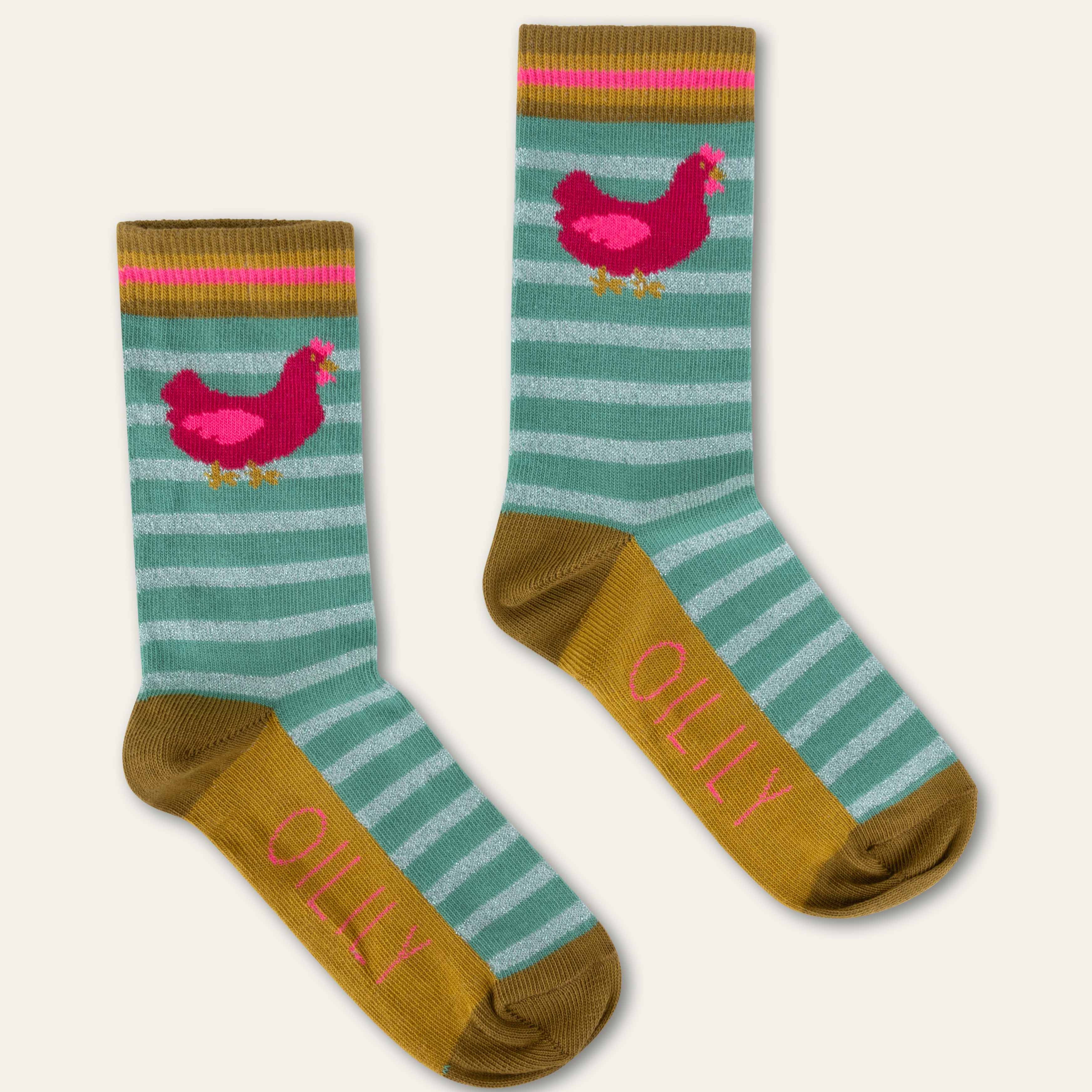 Girl's Oilily Maio Teal Chicken Socks