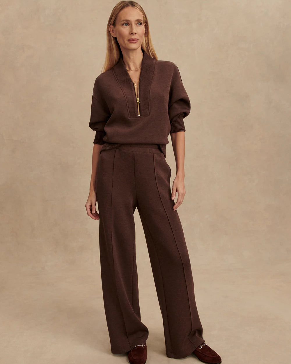 Varley Double Soft Coffee Wide Leg Pant