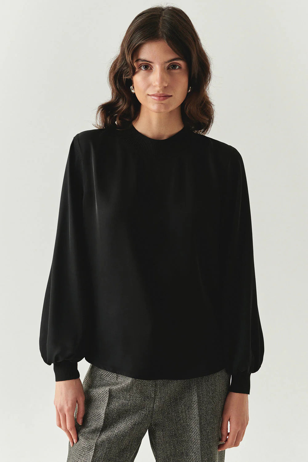 Joelle Black Rayon High Neck Top