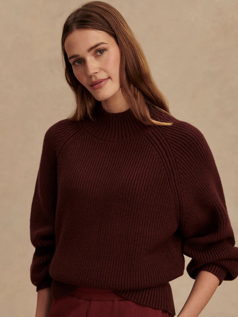 Varley Martina Chocolate Rib Mock Sweater