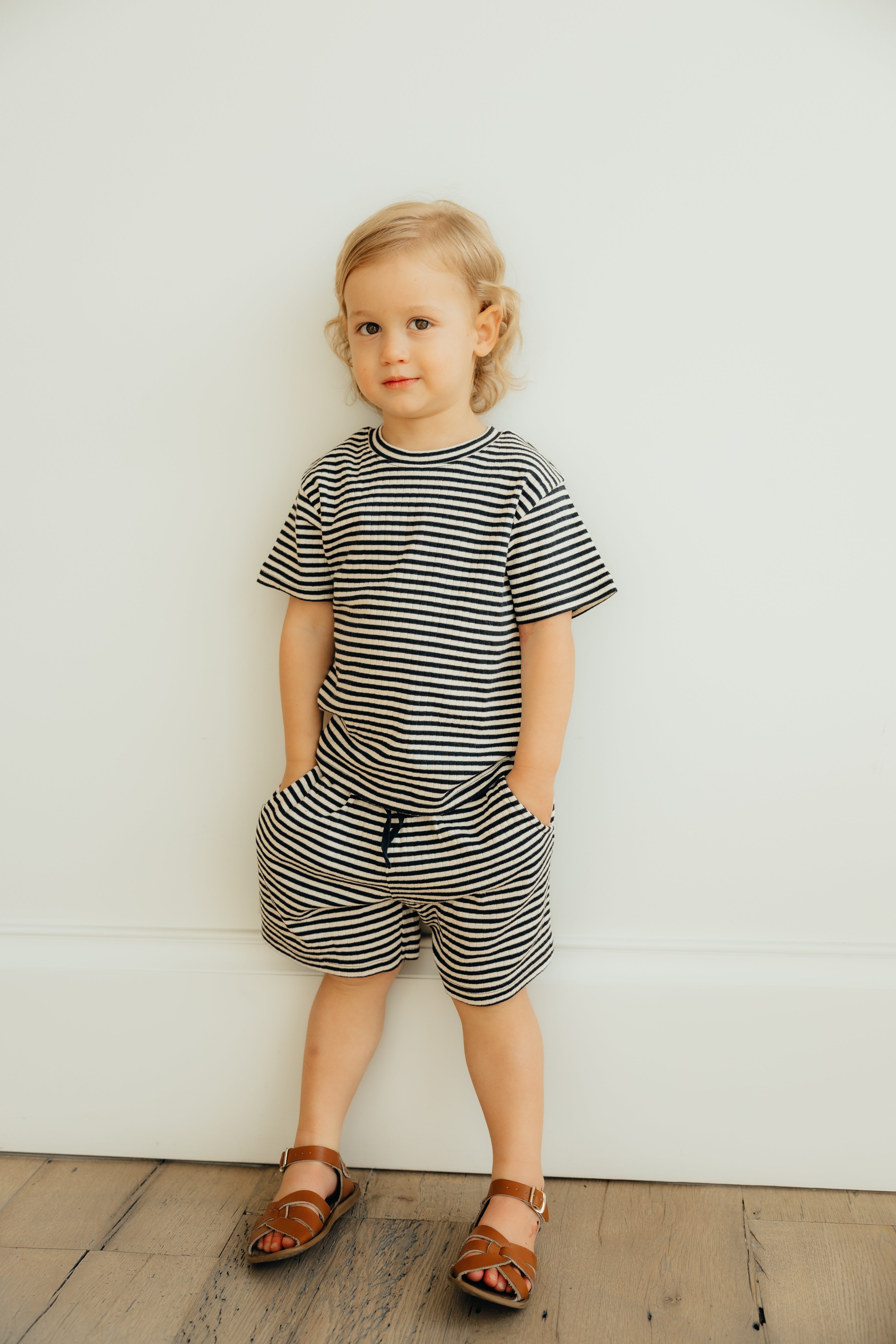 Navy Rib Striped Infant Tee