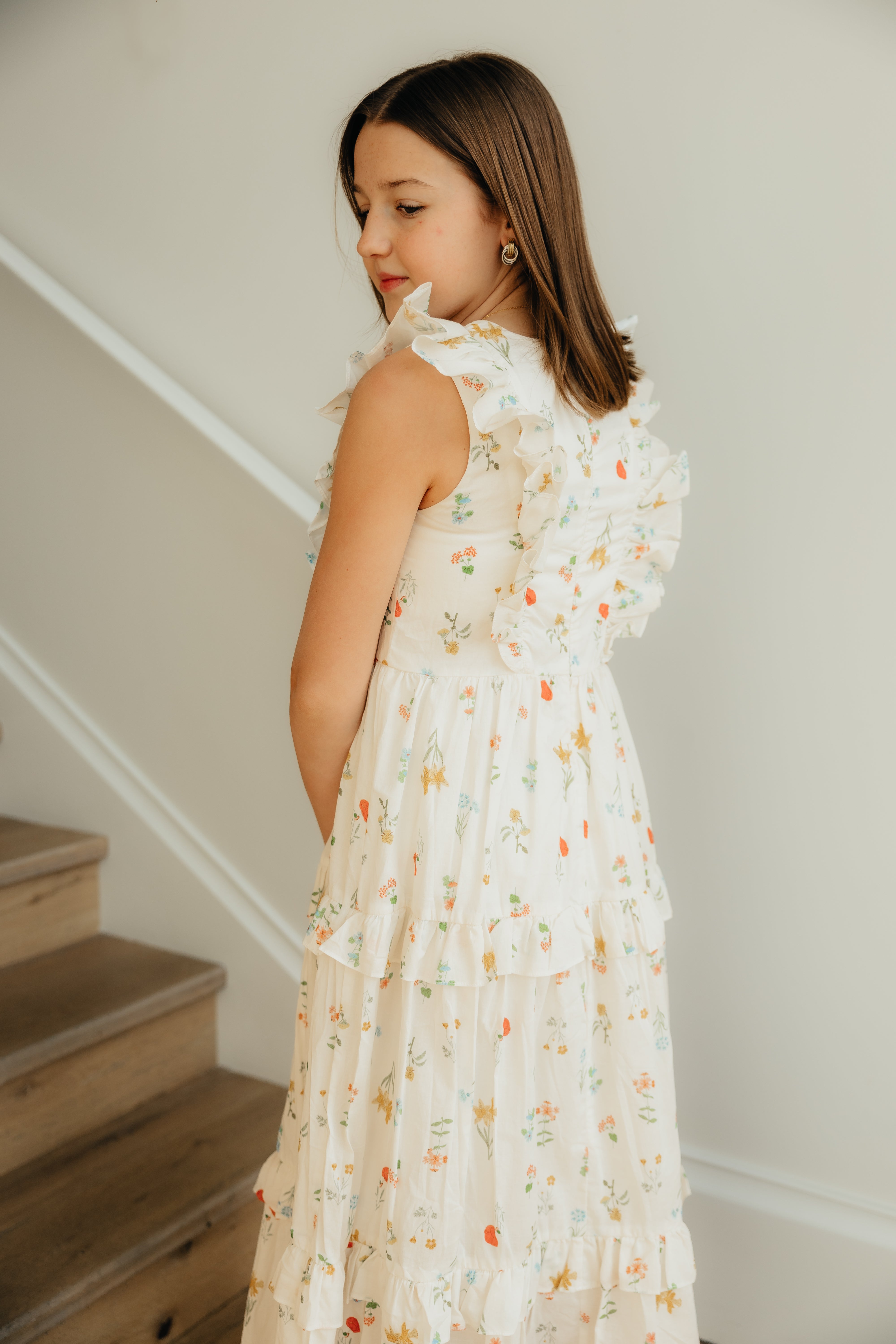 Cream Multi Botanical Pinafore Dress