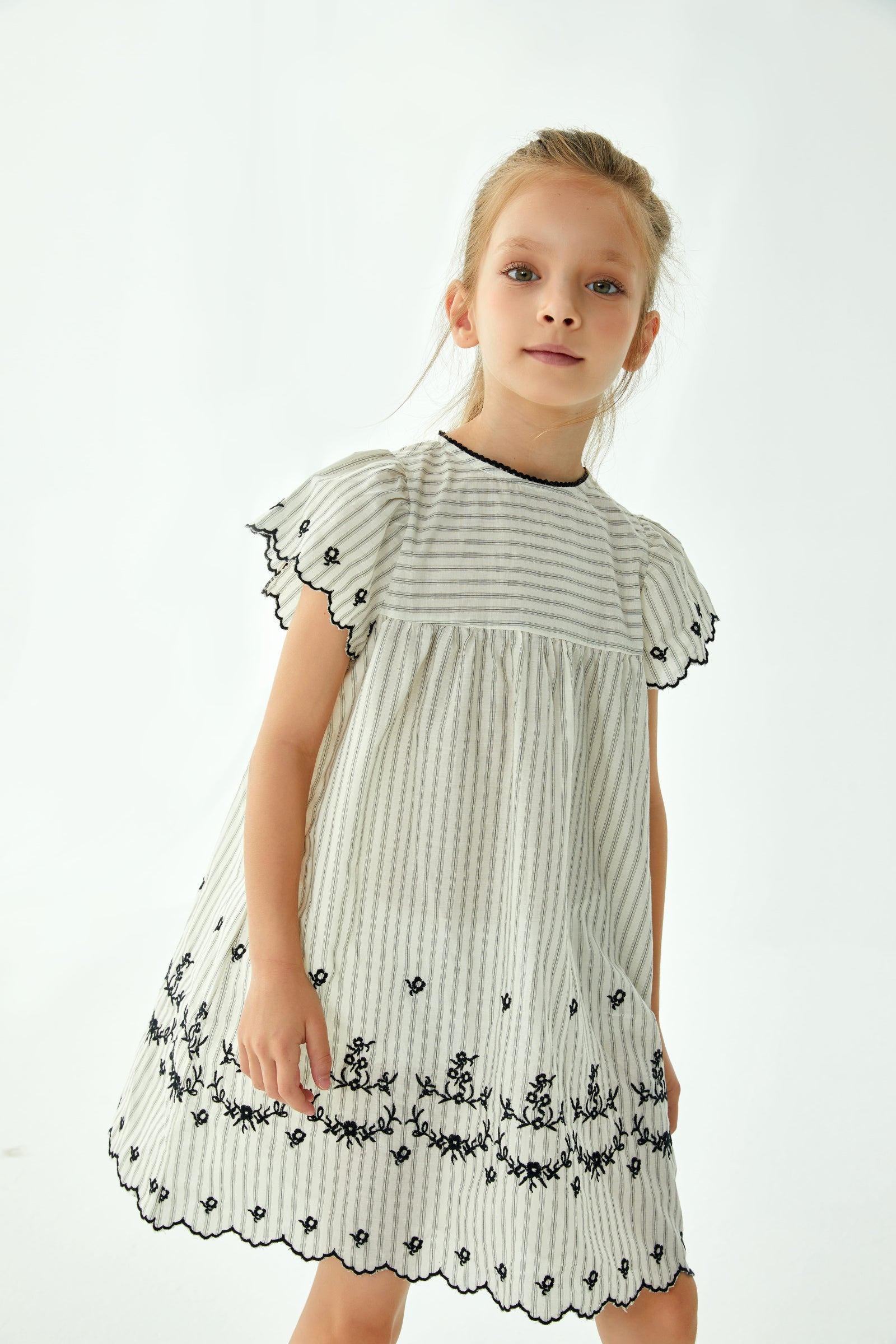 Lucilla Embroidered Ticking Float Dress