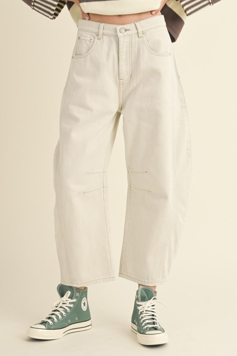 Ecru Barrel Twill Jeans