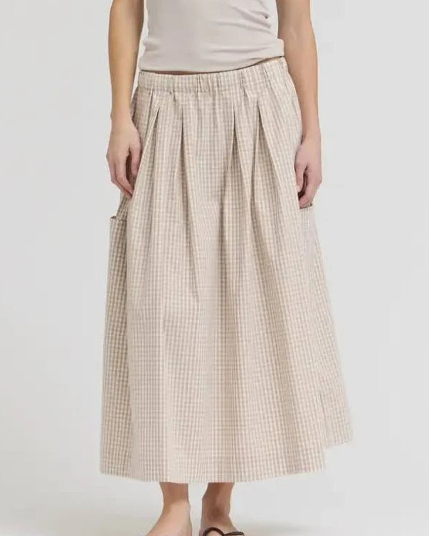 Gingham Skirt with Side Pockets