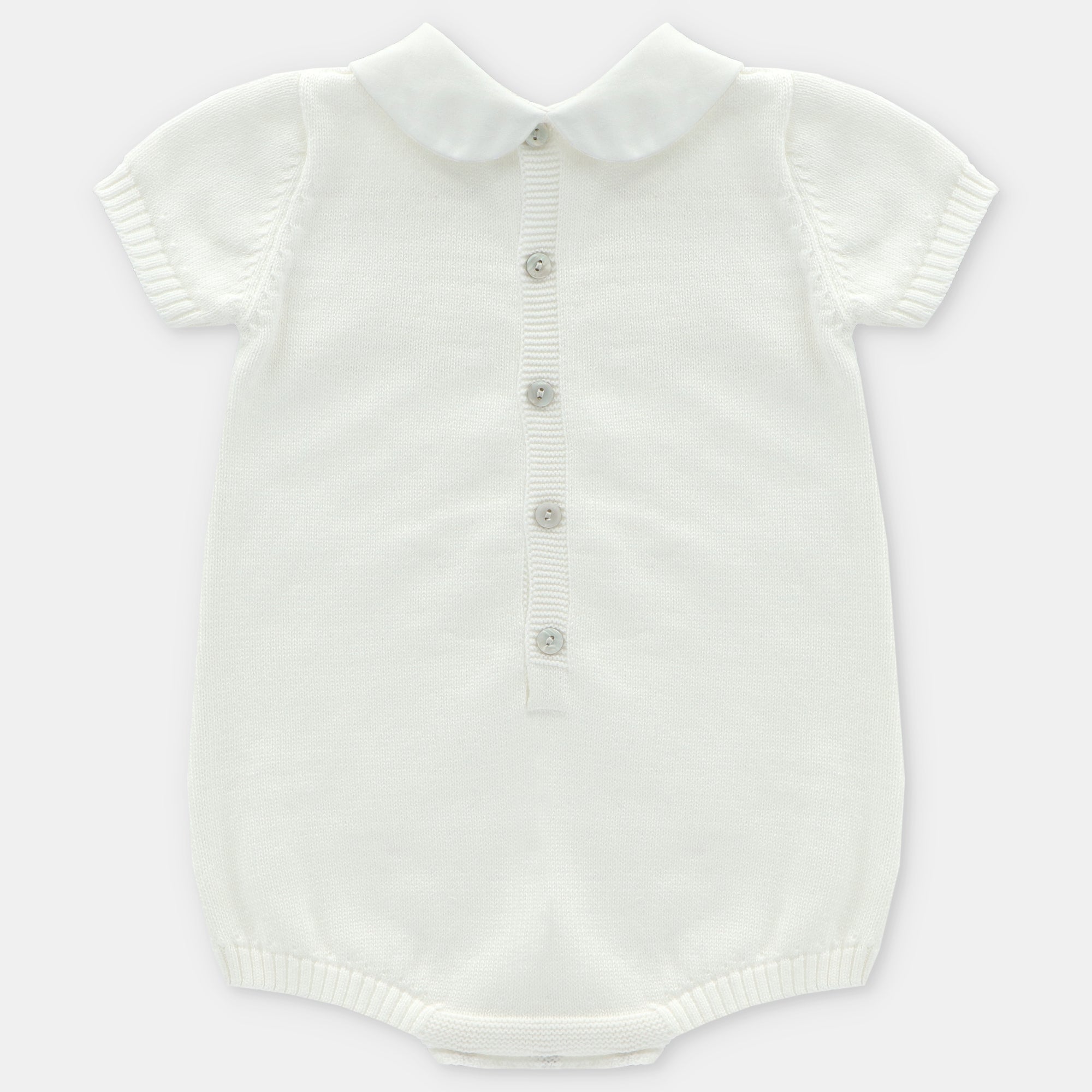 Off White Knitted Smocked Romper