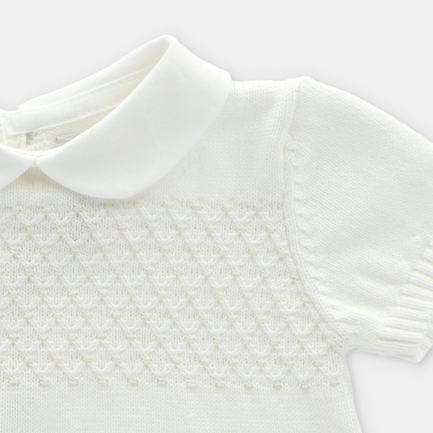 Off White Knitted Smocked Romper