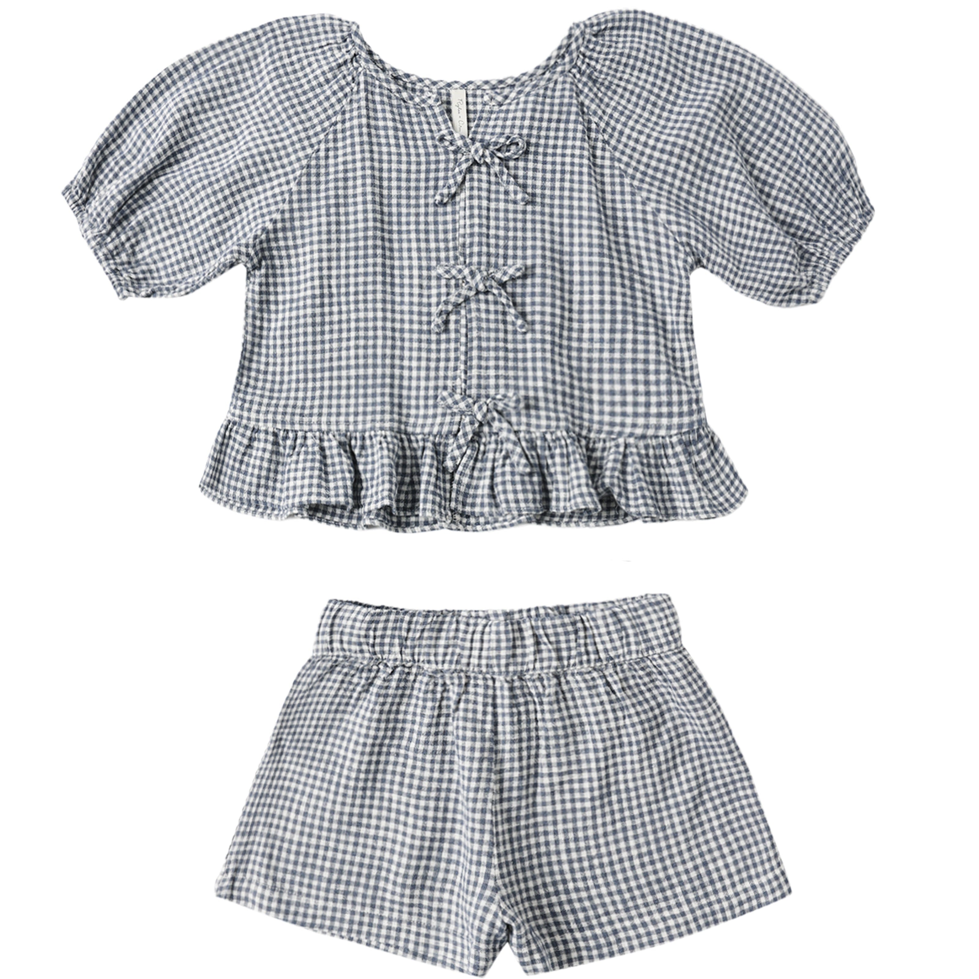 Rylee Cru Navy Gingham Tie Shortset