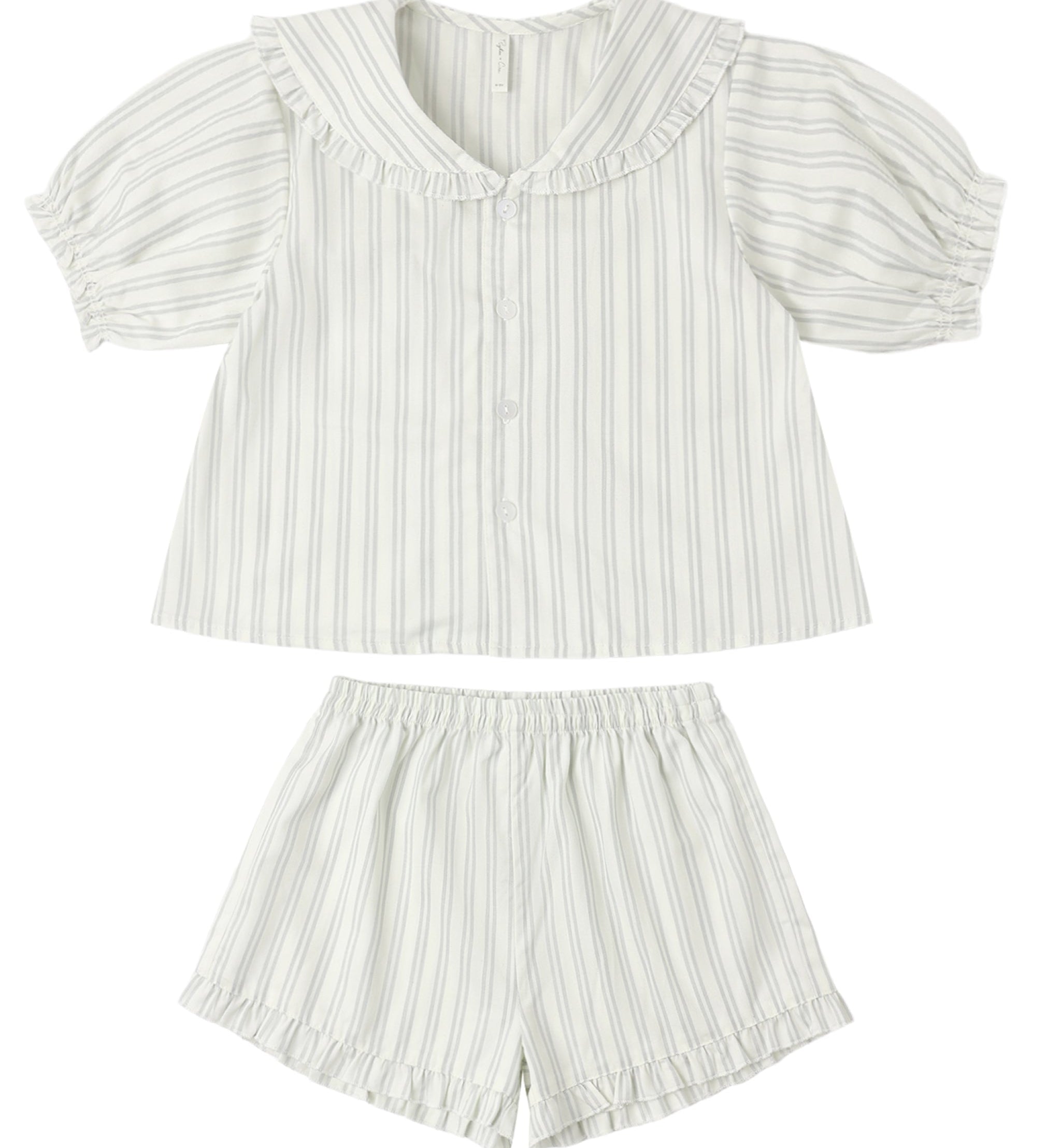 Seafoam Stripe Ruffle ShortSet Rylee Cru