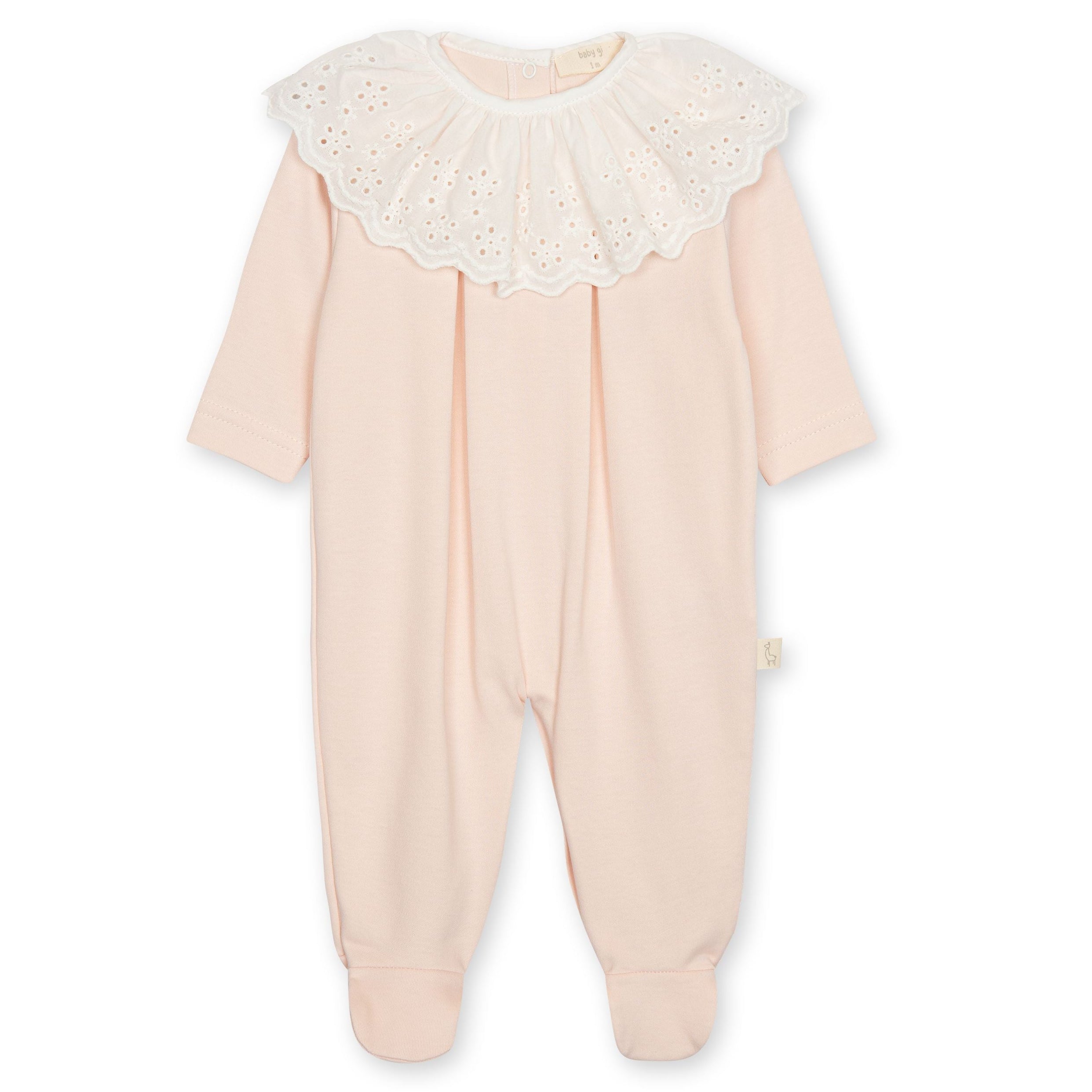 Peach Pima Footie Wide Eyelet Collar