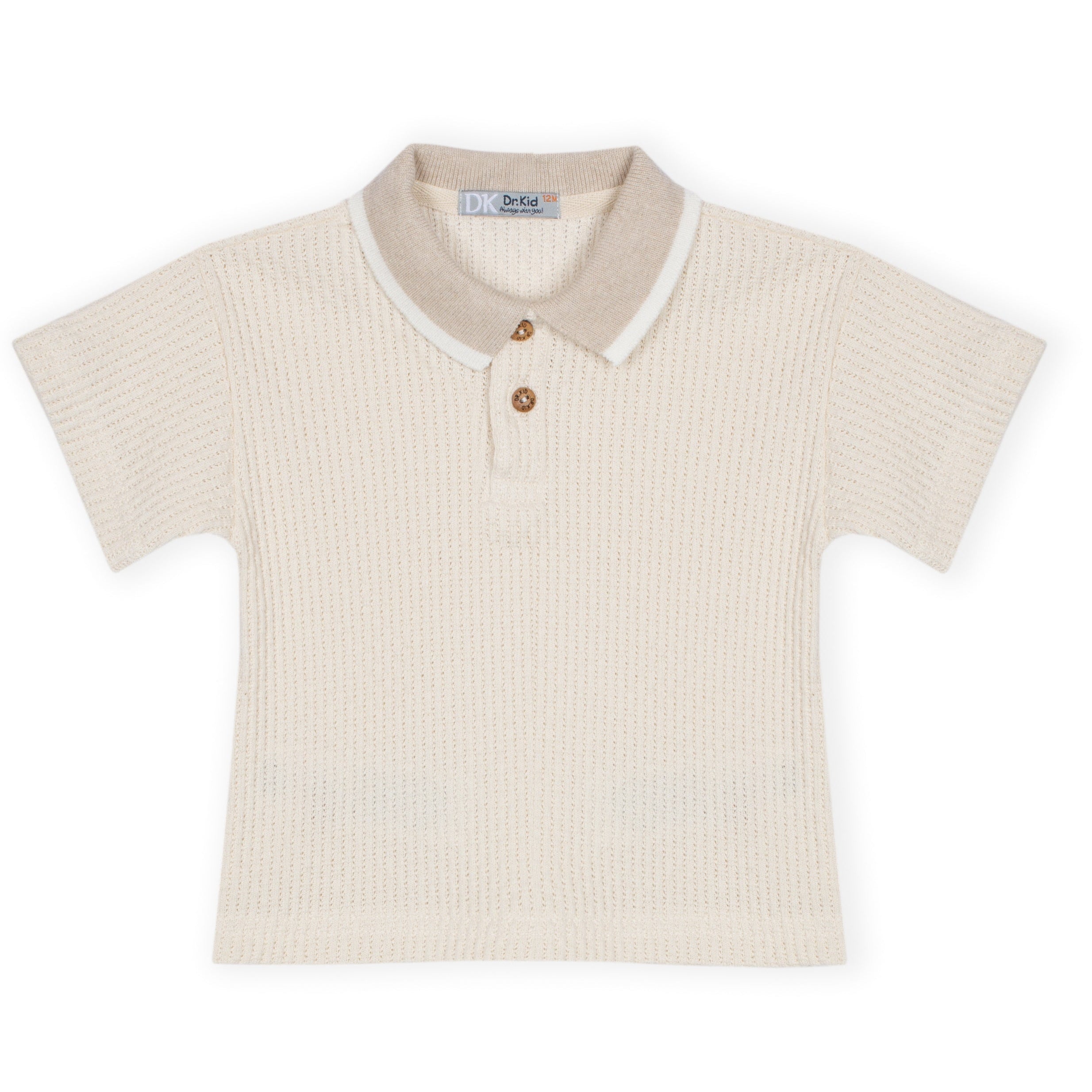 Beige Textured Polo Sweater