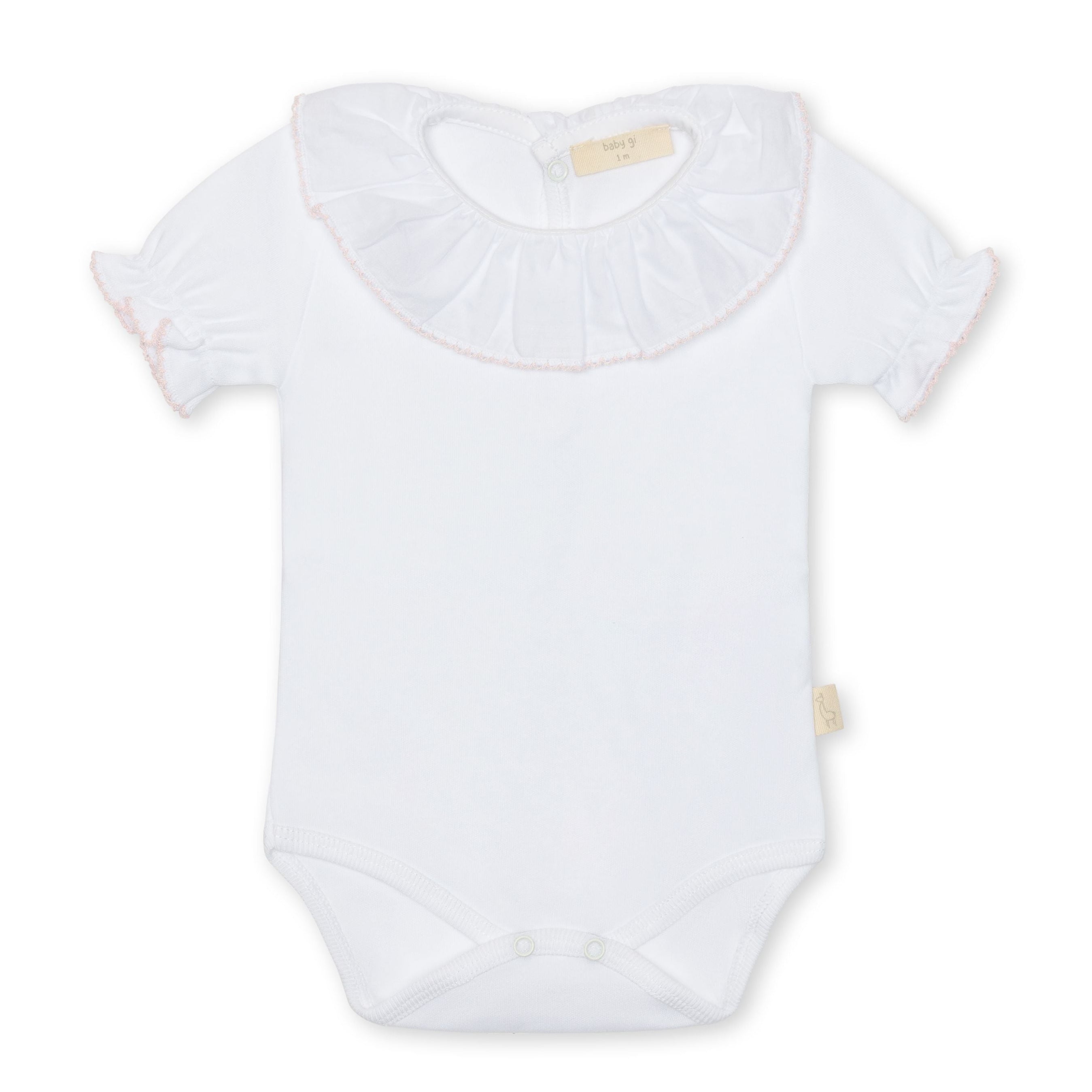 White Onesie with Woven Ruffle Collar