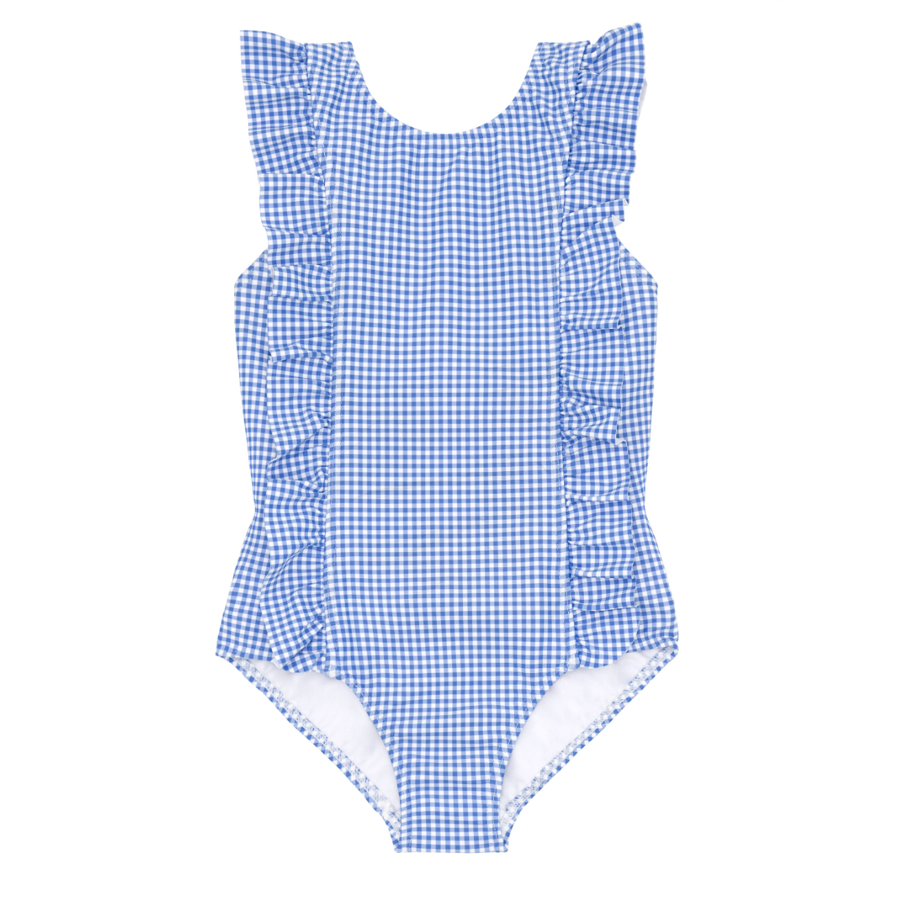 Minnow Sky Blue Gingham Ruffle One Piece