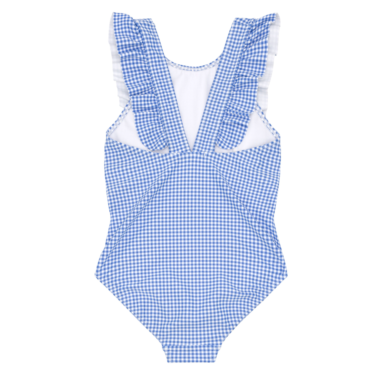 Minnow Sky Blue Gingham Ruffle One Piece
