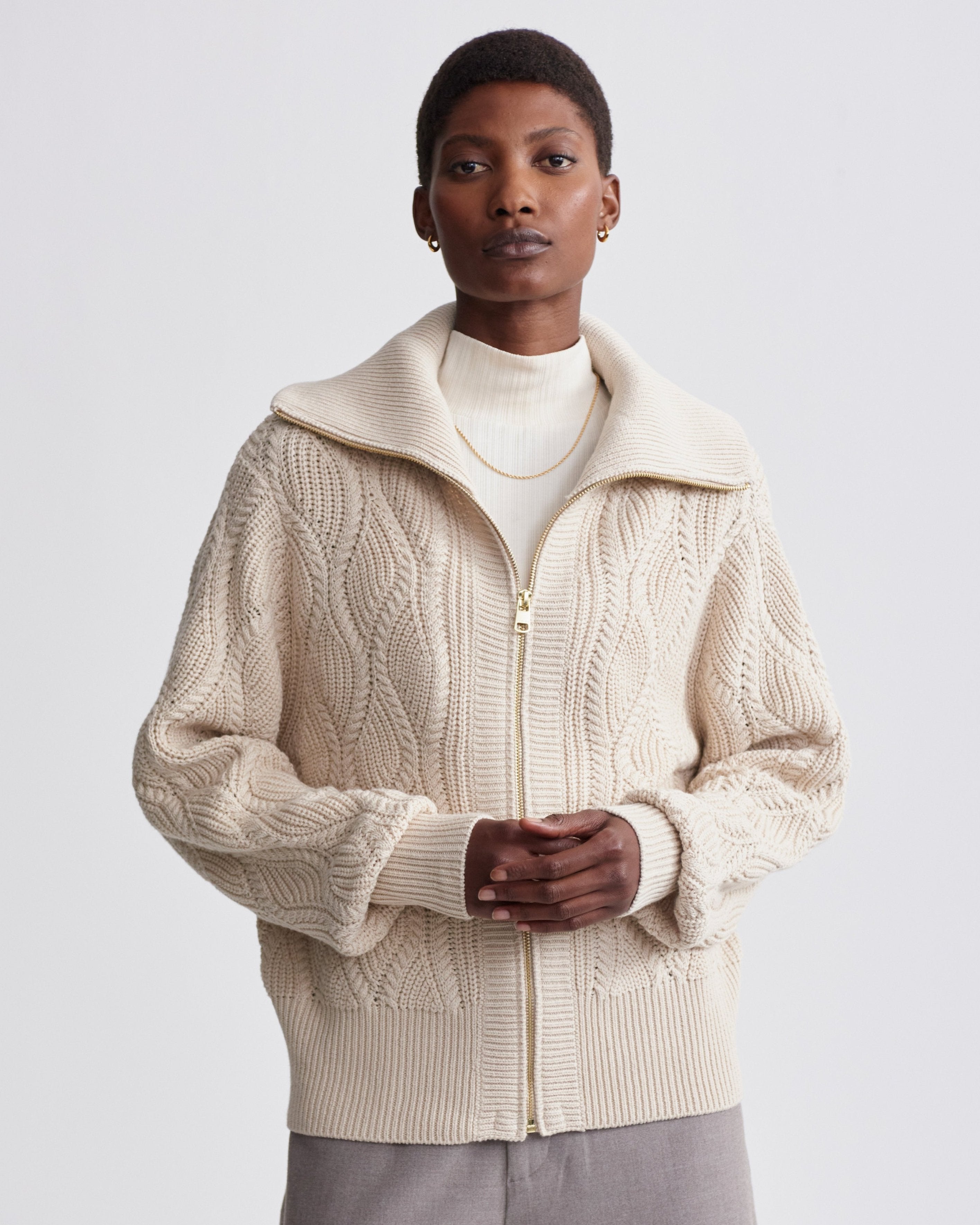 Varley Lando Cream Cable Cardigan
