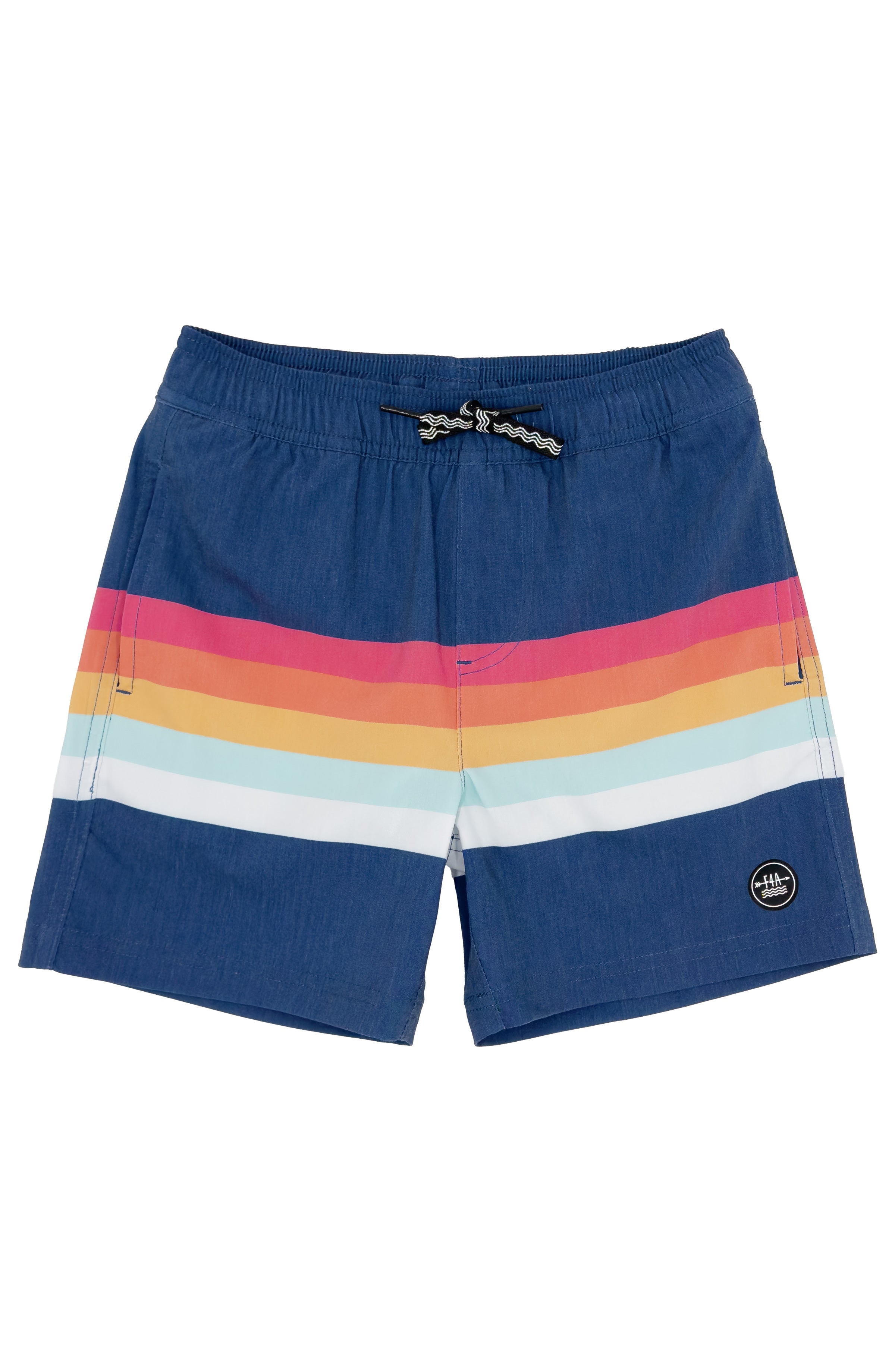 Boy's Vintage Navy Stripe Volley Swim Trunks