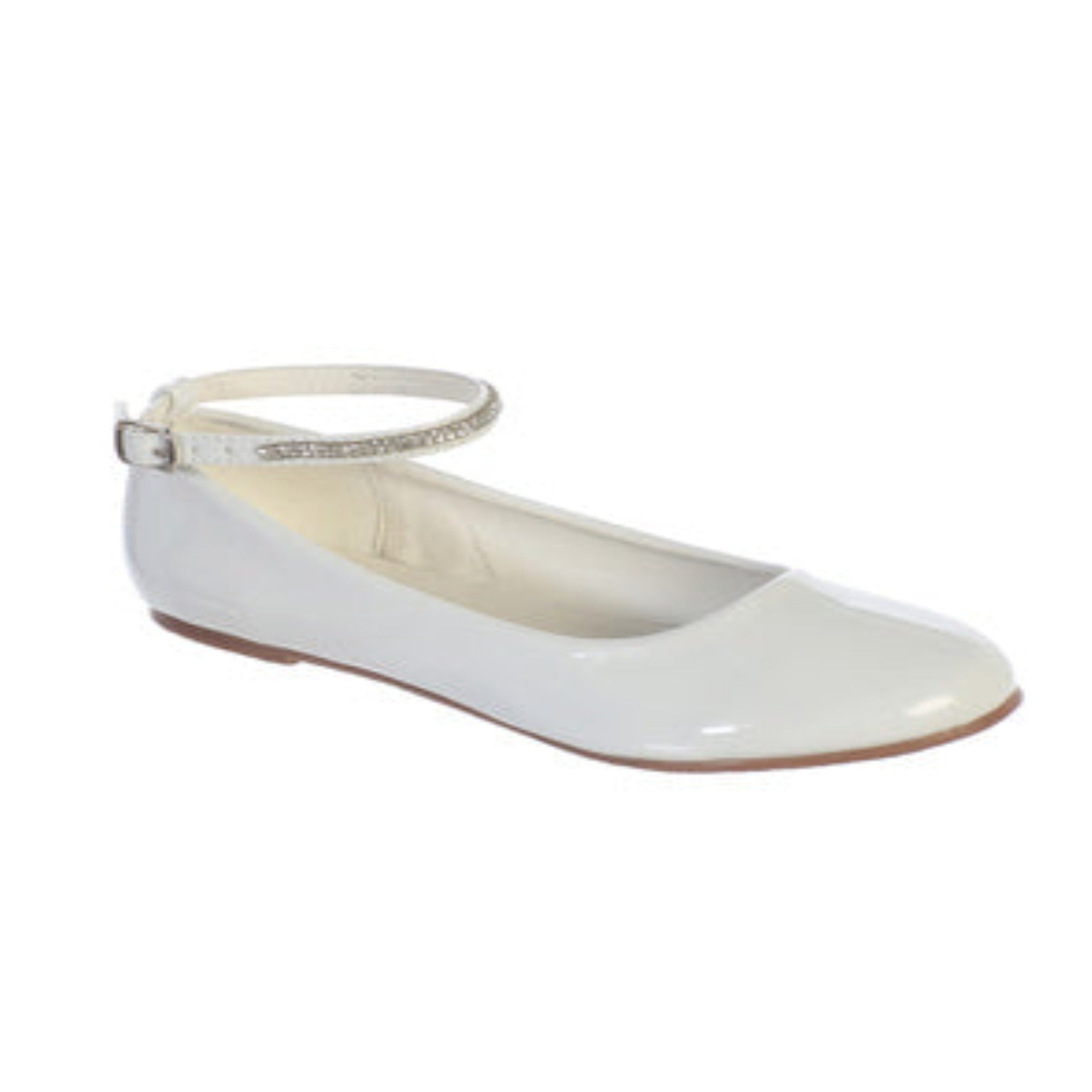 Girl's White Rhinestone Ankle Strap Shoe