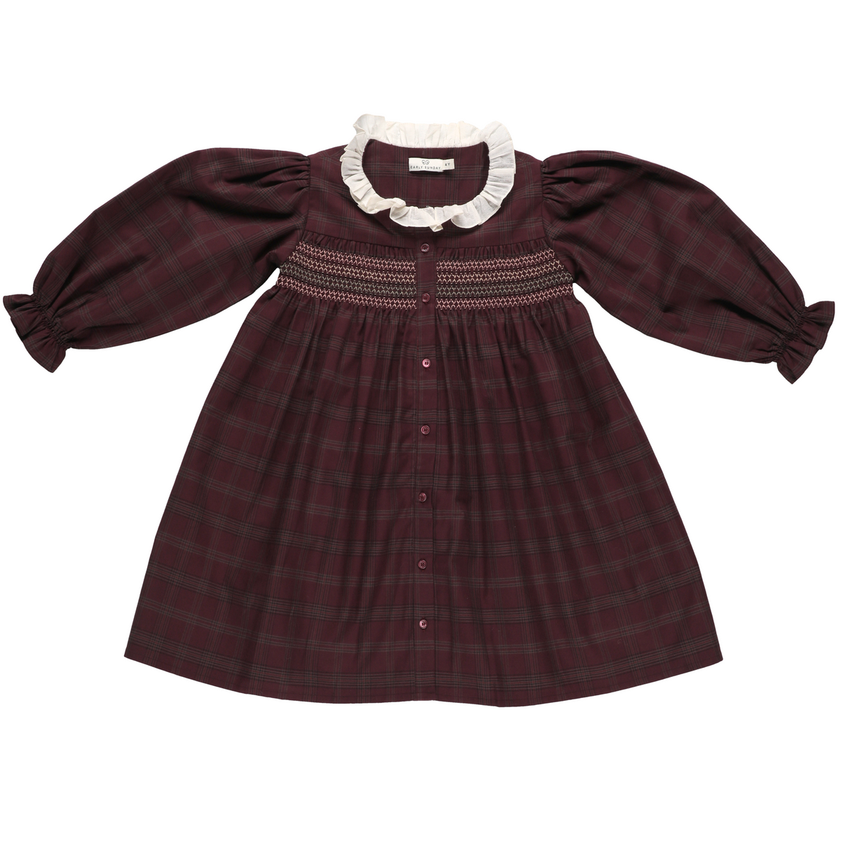 Plum Plaid Smocked Dress