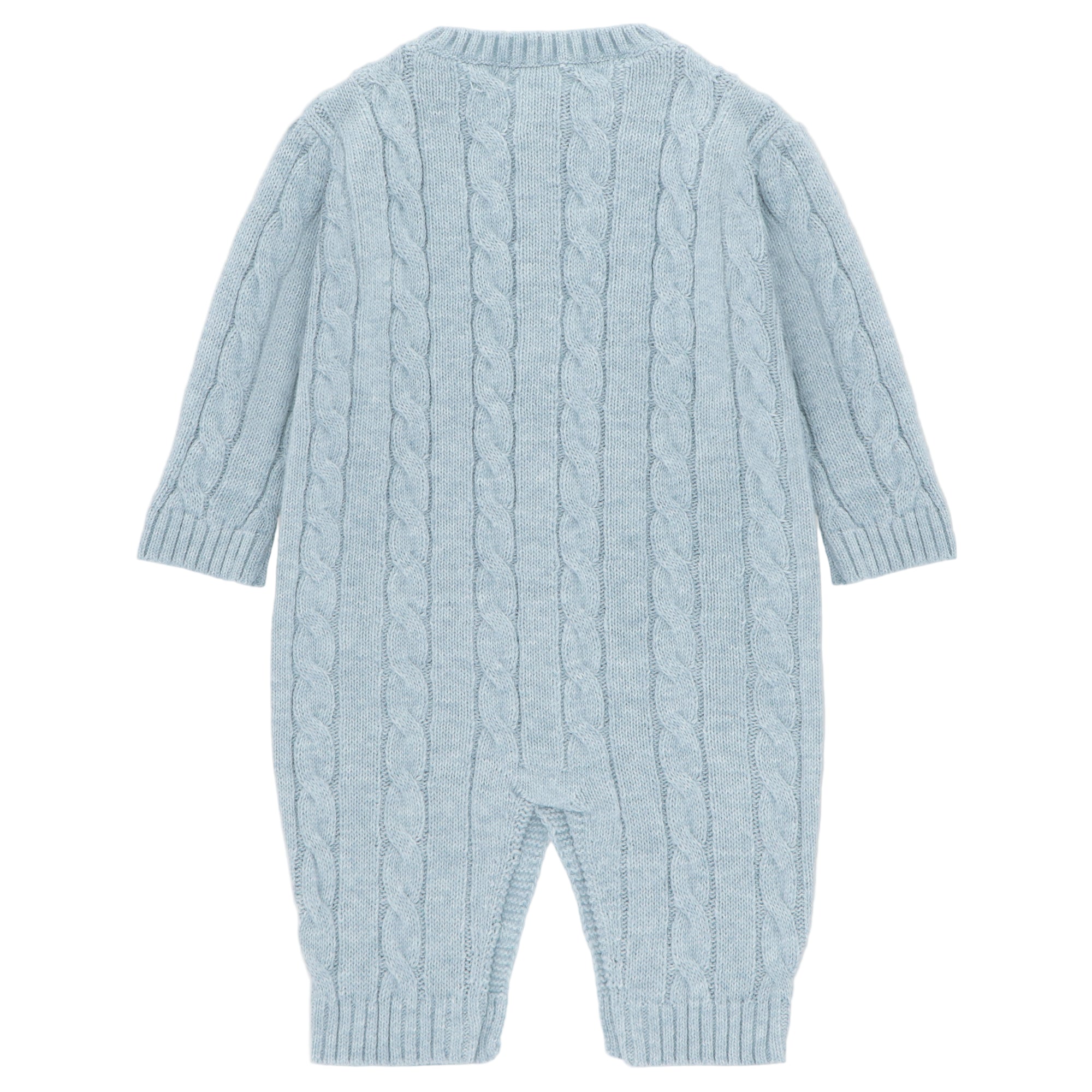 Blue Cable Button Front Knitted Romper