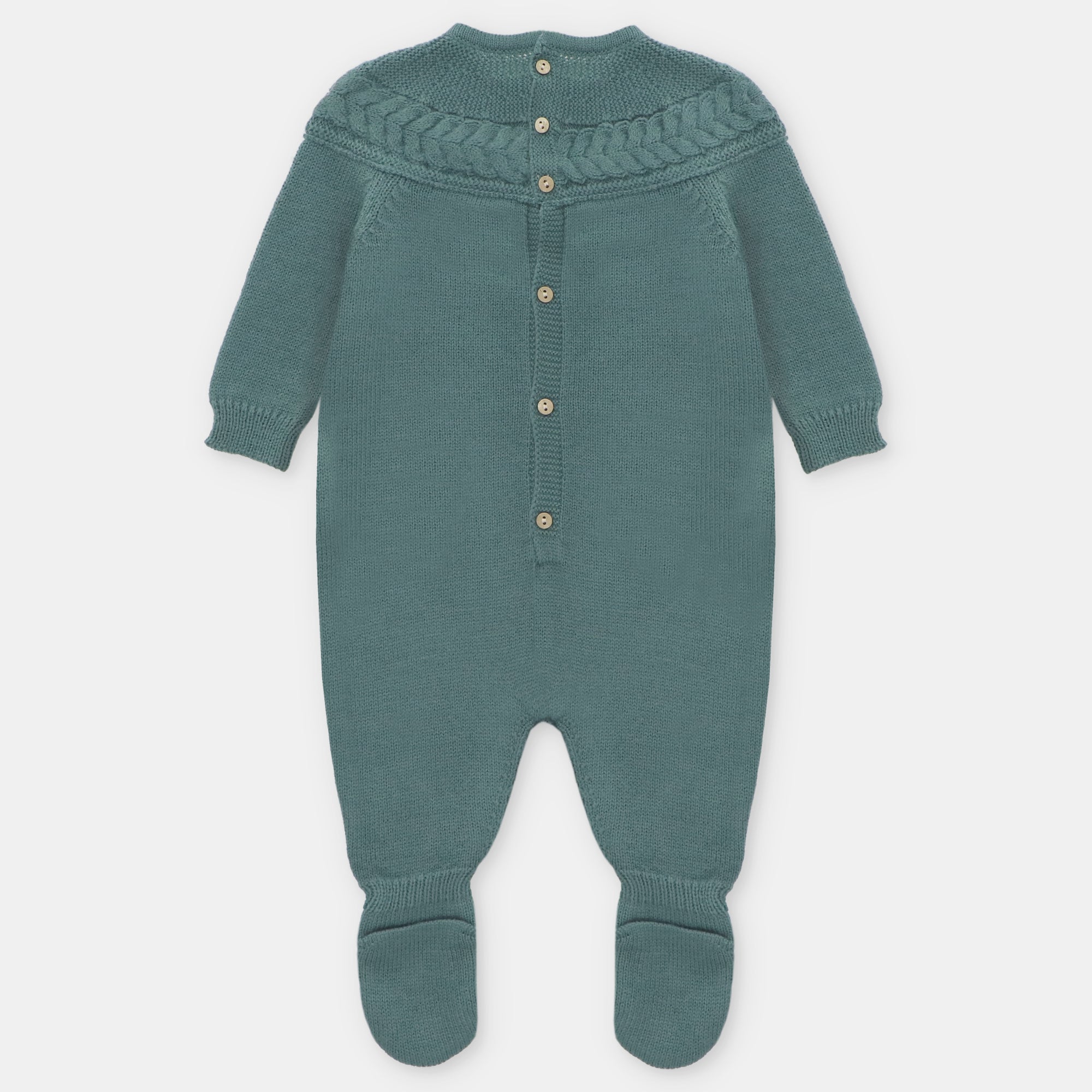 Forest Green Knitted Cable Yoke Footie